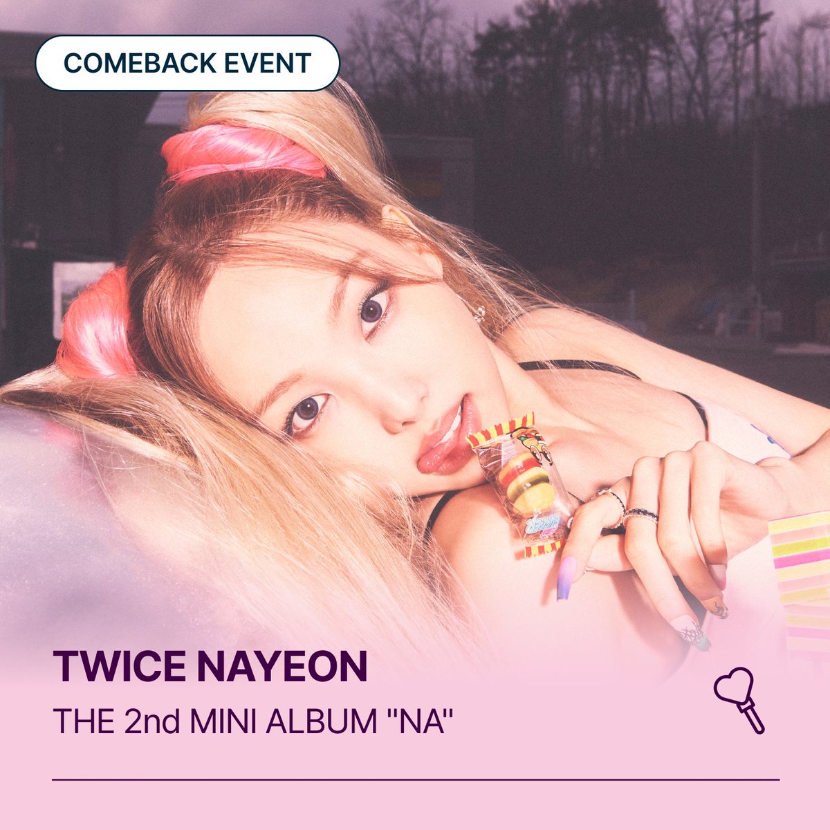 JYPETWICE's tweet image. NAYEON THE 2nd MINI ALBUM “NA”

카카오톡 선물하기 X NAYEON 🎀
카카오톡 선물하기에 NAYEON이 찾아왔습니다!

🎁선물하기 kko.to/b89jnAsMGt

2024.06.04 TUE 2PM (KST) EVENT OPEN

#TWICE #트와이스 #NAYEON #나연 #NA #ABCD
#카카오톡선물하기 #선물하기