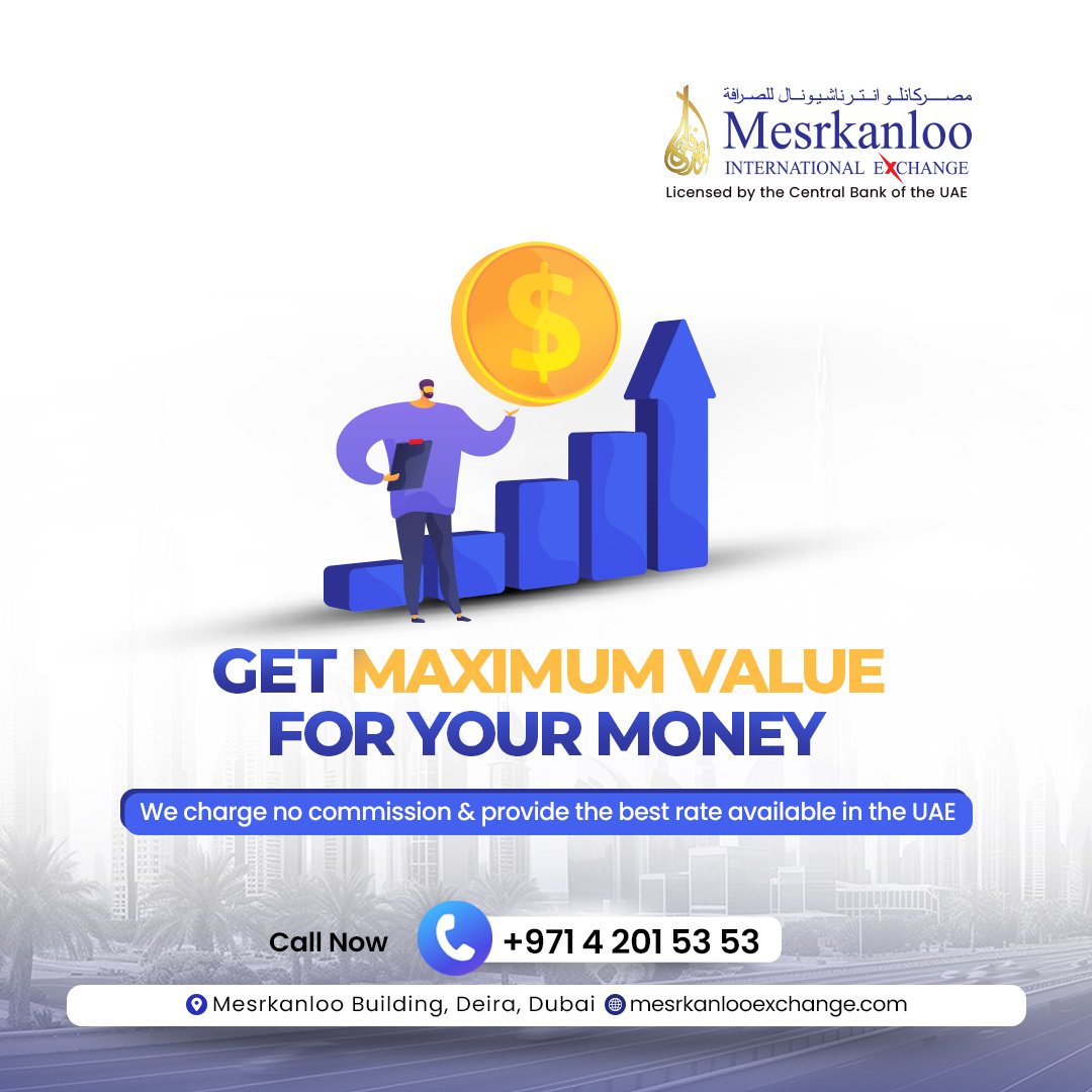 mesrkanloo's tweet photo. Get the Most Out of Your #Money!
Don't settle for hidden fees and poor #exchangerates!
Call us: +971 4 201 53 53
Visit: Mesrkanloo Building, Deira, Dubai
#currencyexchange #savemoney #travel #internationalmoneytransfer https://t.co/aHIYWGzOuw