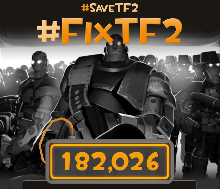 MaBoi000's tweet photo. We are close to 200k signatures! Let's keep them going people! Sign here: https://t.co/iP6jzvL8TA #SaveTF2 #FixTF2 #FixTF2TF2 https://t.co/GTMGa55VxT