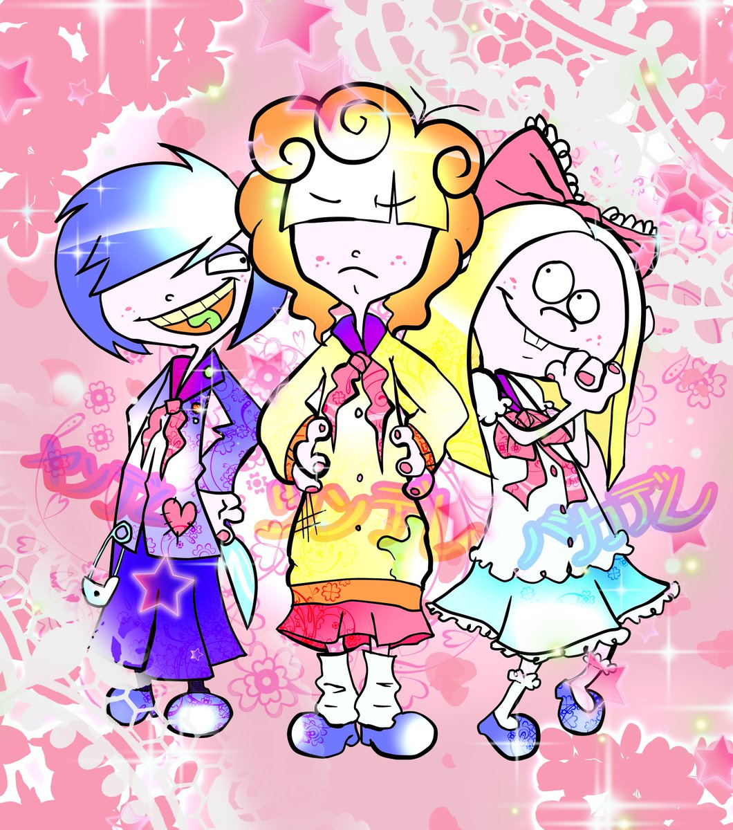 The kanker sisters!  #ededdneddy #cartoonnetwork #kankersisters 
Marie is a Yandere V-kei girl
Lee is Tsundere Gyaru girl
May is Bakadere Lolita girl
apologies for being corny