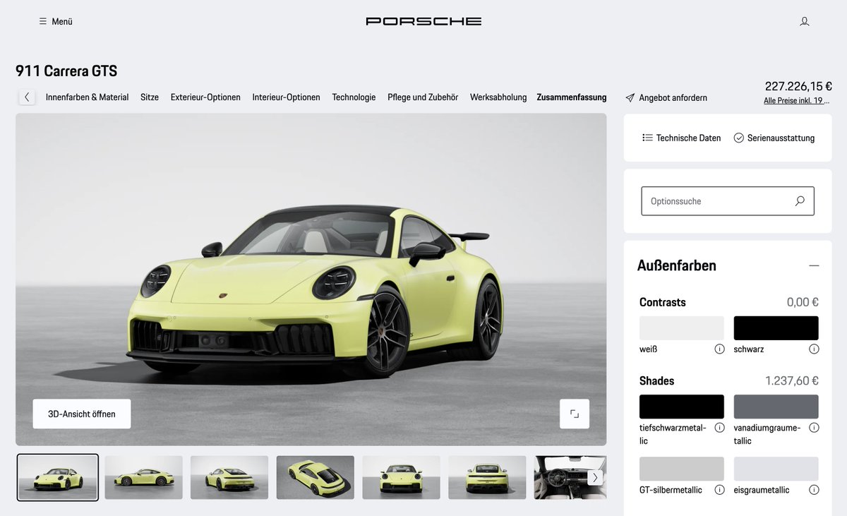 Oh boy! Just tried the new <a href="/Porsche/">Porsche</a> GTS interactive configurator and it's incredible! The design and configurability are top-notch, but the real star is the 3D view with, seems to be, real-time render capabilities—just like cloud gaming! Huge props to the design &amp; dev team.