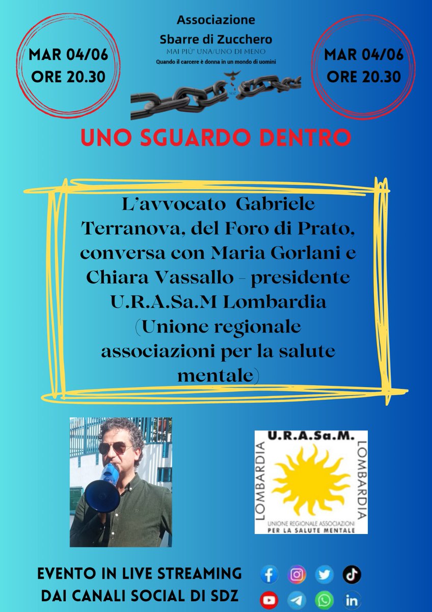 SbarreDi's tweet photo. Questa sera in diretta streaming su Facebook LinkedIn X e Thread. 
#mariagorlani #chiaravassallo Gabriele Terranova https://t.co/GJO6Z4DOAW