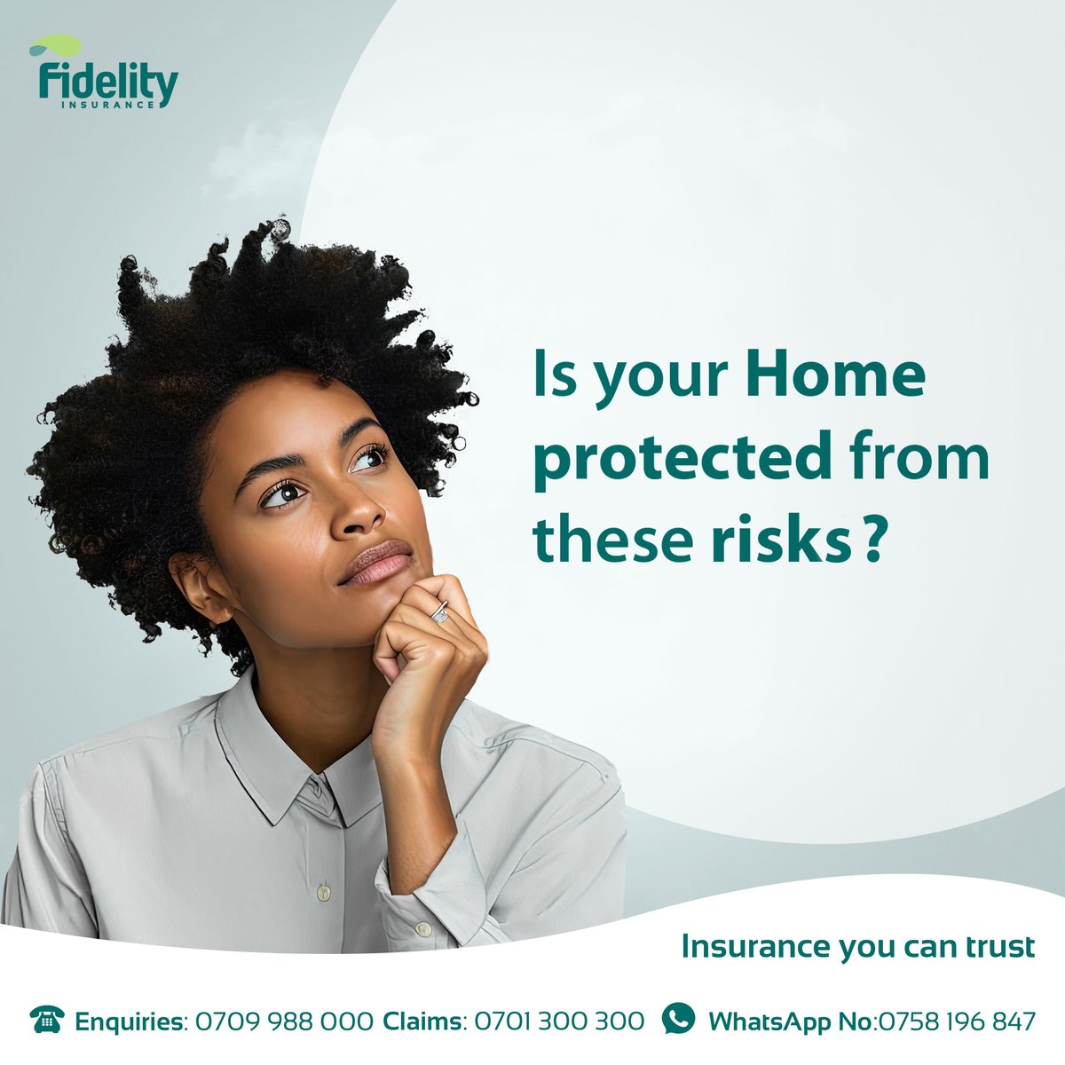 FidelityKenya's tweet photo. Discover the common insurance risks  covered by our domestic package insurance with us.  Stay informed and protected. Call us today on 0709988000 and cover your home and loved ones.
 #fidelityinsurance #insuranceyoucantrust #insurance #domesticinsurance #homeinsurance https://t.co/Yt114igLKw
