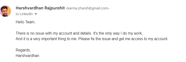 zharsh_karma's tweet photo. Hello @LinkedIn @LinkedInHelp Please help me to get my account access back I gave 10 years to my account and its been restricted because I just kept my Designation credential with my name which is "HR"

I dropped several emails to the support team but no response yet Please help https://t.co/00Z9jy5s0n