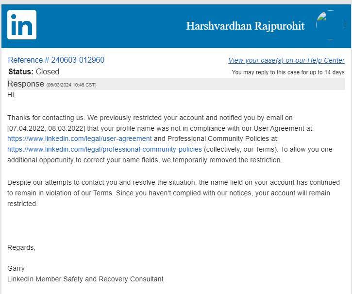 zharsh_karma's tweet photo. Hello @LinkedIn @LinkedInHelp Please help me to get my account access back I gave 10 years to my account and its been restricted because I just kept my Designation credential with my name which is "HR"

I dropped several emails to the support team but no response yet Please help https://t.co/00Z9jy5s0n