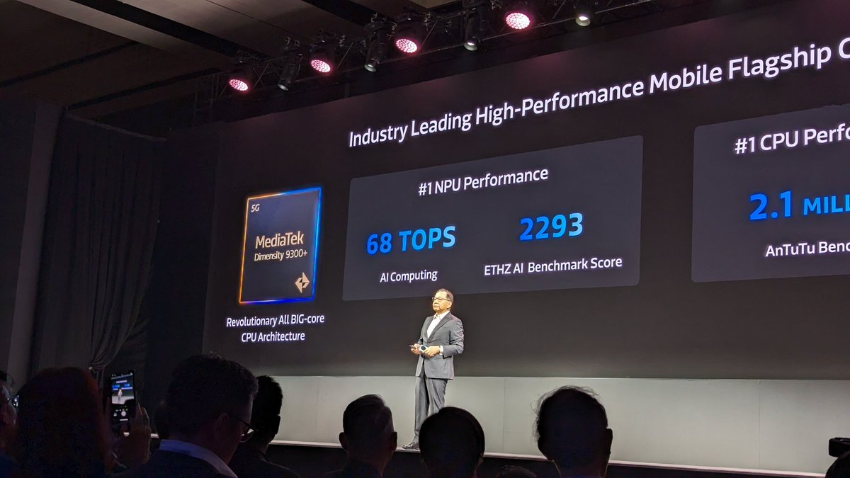 MediaTek CEO Rick Tsai says the current Dimensity 9300 Plus phone chip offers up to 68 TOPS of power. Says it beats Microsoft's 40 TOPS requirement. Not sure about efficiency but it does perhaps suggest that the inevitable MTK Windows chip will have Copilot Plus. #Computex