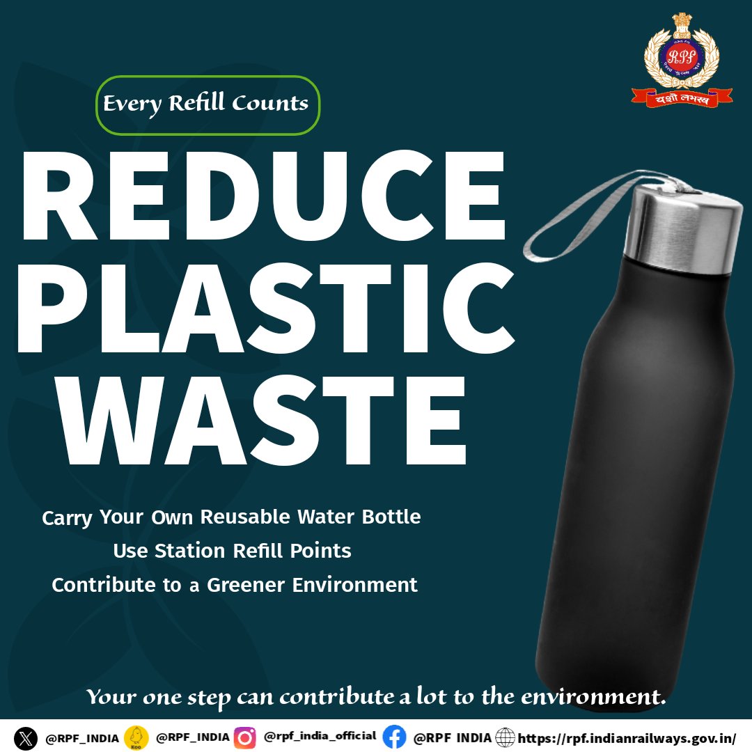Did You Know? Plastic bottles can take up to 450 years to decompose. By using a reusable bottle, you’re making a positive impact on our planet! Let’s travel sustainably. 🌎💧 #ReducePlasticWaste #EcoFriendlyTravel @RailMinIndia