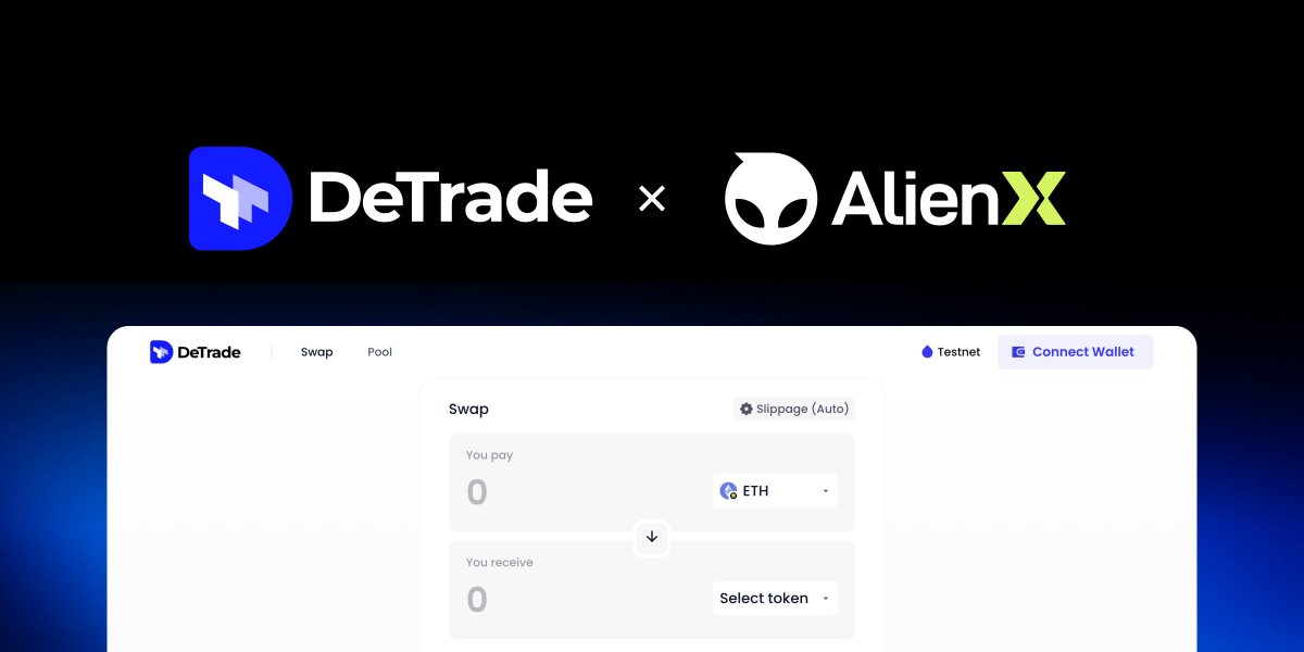 DeTradeswap's tweet image. We are thrilled to announce that Detrade is now live on the ALIENX HAL Testnet! @ALIENXchain 

Users can earn $ALIEN and $AIX by completing Swap tasks.

hal.alienxchain.io/quest

More features of Detrade are coming soon. Stay tuned!