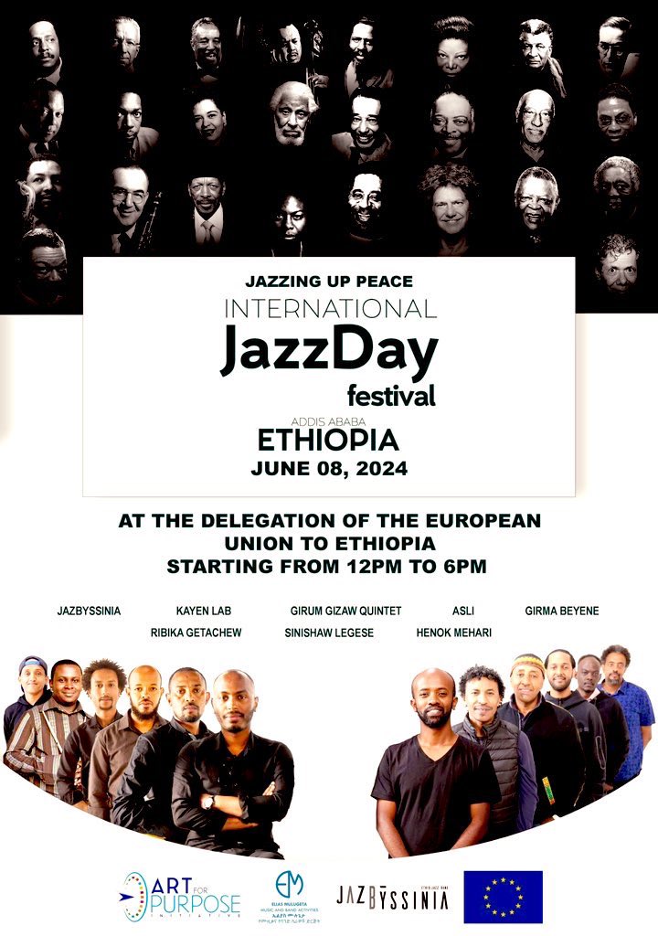 Next Saturday 8 June, the European Union hosts the “International Jazz Day Festival” in its gardens. 🇪🇹🇪🇺

Music brings people together for healing and peace. 

EU supports “Jazz Up Peace”.

Many bands will perform. Register !