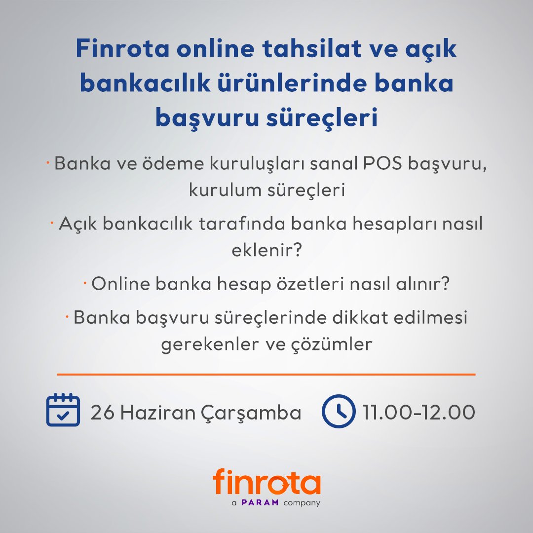 finrotacom's tweet photo. Netahsilat, netekstre ve açık bankacılık ile ilgili anlatımlara yer verdiğimiz Haziran Webinarları başlıyor!

11 Haziran: https://t.co/6kQHhjTmwP
13 Haziran: https://t.co/vEM68Hhgc6
26 Haziran: https://t.co/T86kpXeBoJ

#Finrota #AçıkBankacılık #Netahsilat #NetEkstre https://t.co/j9JSFEZ7Dp