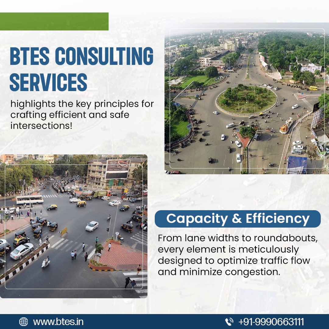 BTES_CONSULTANT's tweet image. Discover how strategic planning and principles transform junctions into seamless conduits of safety and efficiency.
📞: +91-9990663111

#BTESConsulting #IntersectionDesign #RoadSafety #TrafficFlow #EfficiencyInMotion #PedestrianSafety #InfrastructureDesign #RoadNetworks