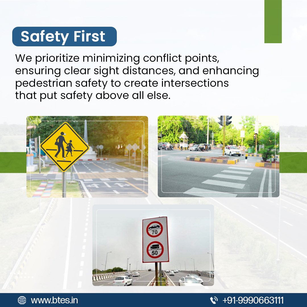 BTES_CONSULTANT's tweet image. Discover how strategic planning and principles transform junctions into seamless conduits of safety and efficiency.
📞: +91-9990663111

#BTESConsulting #IntersectionDesign #RoadSafety #TrafficFlow #EfficiencyInMotion #PedestrianSafety #InfrastructureDesign #RoadNetworks