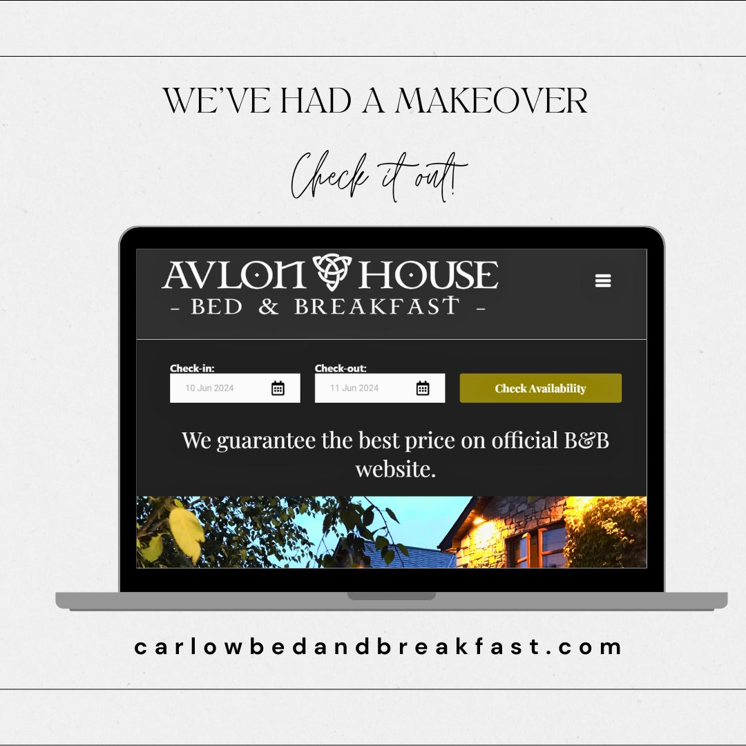 We’ve had a makeover! Not Avlon House B&amp;B because we know that you love it just the way it is. carlowbedbandbreakfast.com just got a new look. Go online and check our live availability, ALWAYS with best prices online. #newwebsite #staywithus  #hotelscarlow #irelandsancienteast