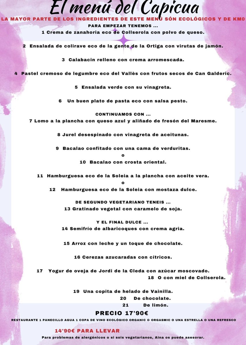 Bon dia bona gent!

Avui és una setmana molt especial per nosaltres! 😎

La nostra petita se'ns ha fet gran!!! 😘

Felicitats Clareta!!! 🥳

Si la veieu... Ja sabeu... 😉

Va... Ara anem per feina... Heu vist quin #CapiMenú més xulo que us hem preparat???

#FemUnCapicua?