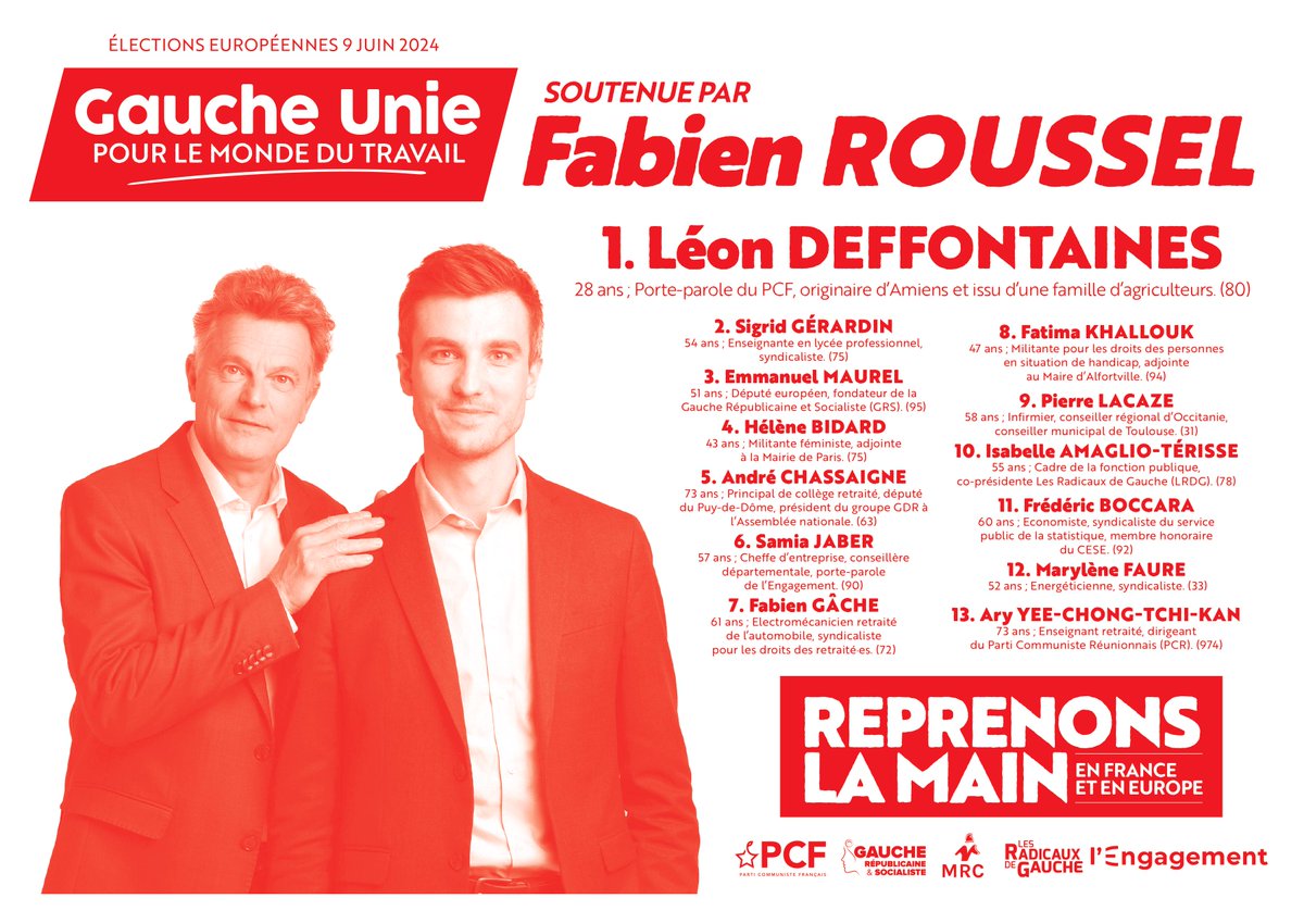 OrvaultPcf's tweet image. Pour nous, 1⃣ seul tour, 1⃣ seul bulletin, le "3⃣3⃣", celui de la #GaucheUnie, avec @L_Deffontaines!✊

#loireatlantique #abstention #AvecLéon #ReprenonsLaMain #JeVoteLéon #Paix #PouvoirdAchat #Climat #MRC #lengagement #RadicauxdeGauche #GRS #PCF #PCF44
3/3