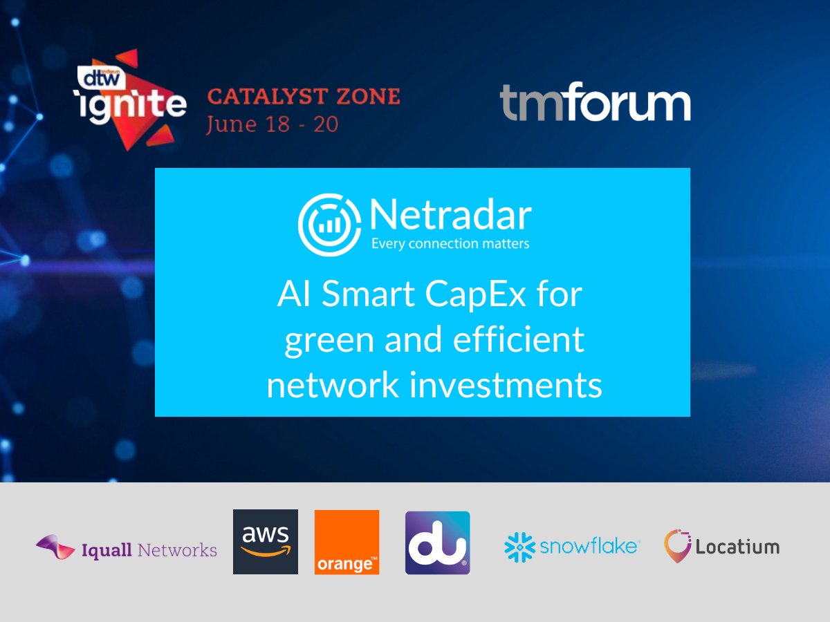 Netradar (@netradarcom) on Twitter photo Explore our groundbreaking Moonshot catalyst project, AI Smart CapEx for green and efficient network investments. We're excited to collaborate with industry leaders such as <a href="/awscloud/">Amazon Web Services</a> <a href="/dutweets/">dutweets</a> @LocatiumAI <a href="/orange/">Orange</a> <a href="/SnowflakeDB/">SnowflakeDB</a>
<a href="/tmforumorg/">TM Forum</a> #netradar #GreenTech Explore our groundbreaking Moonshot catalyst project, AI Smart CapEx for green and efficient network investments. We're excited to collaborate with industry leaders such as <a href="/awscloud/">Amazon Web Services</a> <a href="/dutweets/">dutweets</a> @LocatiumAI <a href="/orange/">Orange</a> <a href="/SnowflakeDB/">SnowflakeDB</a>
<a href="/tmforumorg/">TM Forum</a> #netradar #GreenTech