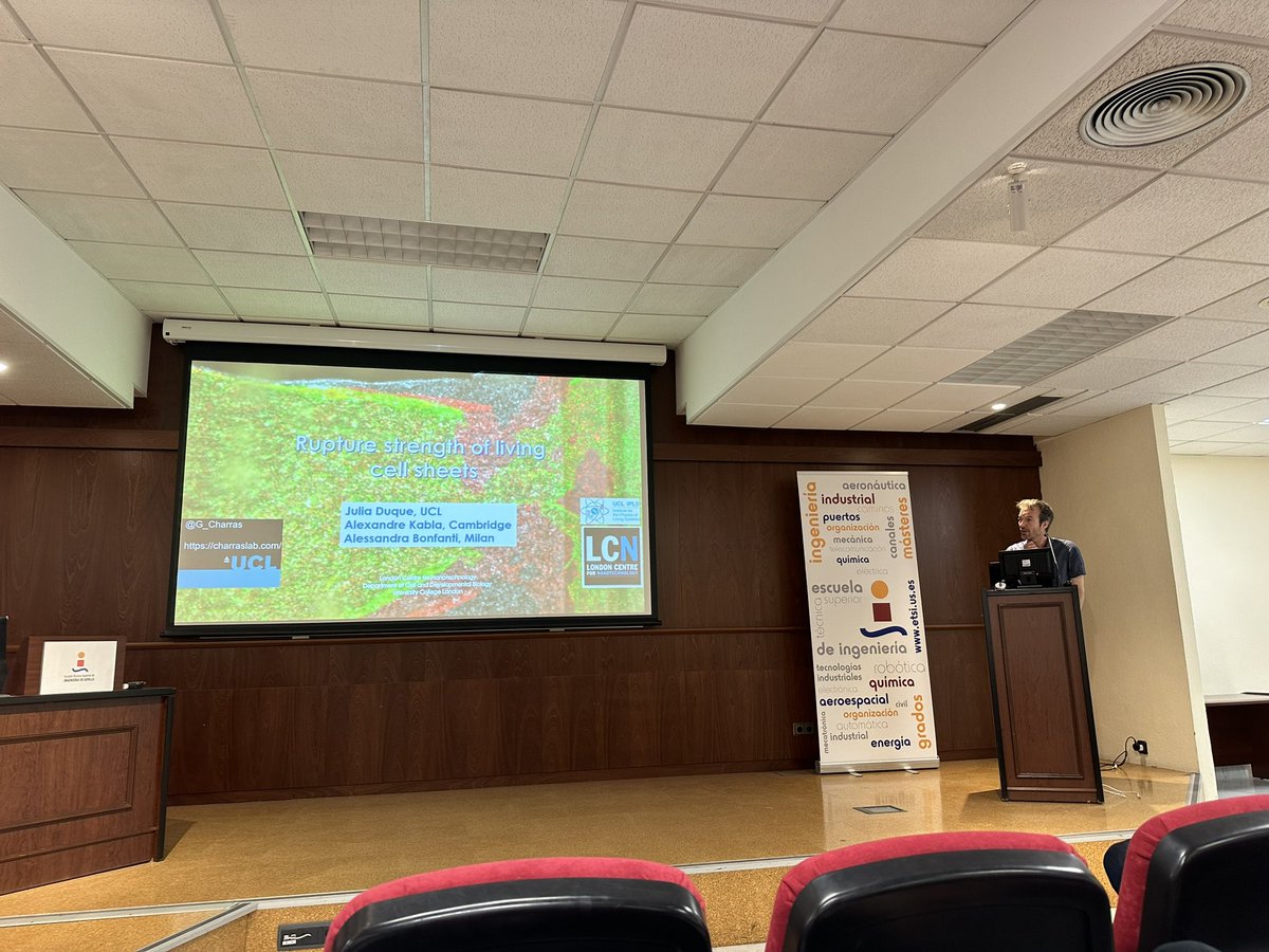 Great morning session at #IUTAM24 at Sevilla with highly interesting talks by Dennis Discher, <a href="/ShenoyLab/">ShenoyLab</a> and @G_Charras