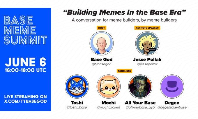 base_feed's tweet photo. 🌐 #BaseChain is about to host the #BaseMemeSummit to explore the future trends of #MEME coins! 🚀

💰 #BaseChain's #TVL reaches $7.27 billion, ranking third in #Layer2, with a significant influx of funds, thriving social applications, and a booming MEME coin ecosystem.

🔍 @jessepollak , the spiritual leader of #BaseChain's #MEME coins, frequently speaks up for #MEME projects.

🎉 On June 6th, #BaseChain will host an online #MEME summit, which may bring new vitality to MEME coins.

🏆 Overview of top #MEME coins on #BaseChain:

🐱 #TYBG: Market cap $20.55 million, issued by The #Based Institute.

🐉 #DEGEN: Market cap $810 million, the most popular #MEME coin on #Base Chain.

🐾 #TOSHI: Market cap $200 million, with a surge of over 27%, becoming a DAO organization.

🐧 #MOCHI: Market cap $27 million, pure cute style.

🎨 #AYB: Market cap $4.1 million, pixel style, strategic cooperation with #Bybit.

📈 Other #MEME projects such as #BRETT, #HIGHER, #MFER, #NOGS, and #FRIEND each have their unique features but are generally in a downtrend.

🤔 The question is: Can the #BaseMemeSummit reignite the fervor of #Base Chain's #MEME coins?

More Transactions：https://t.co/TfuLLfHuaC