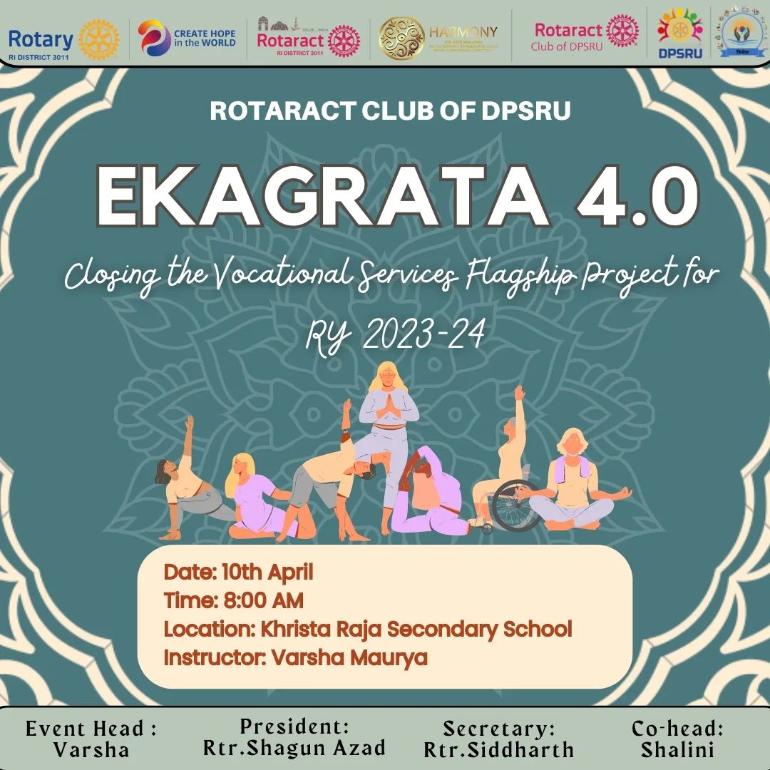rotaractdpsru's tweet photo. EKAGRATA 4.0✨️
Team Rotaract club of DPSRU conducted Ekagrata 4.0 with Closing Ceremony of the flagship Project for RY 2023-24

#rotaract #rotaryinternational https://t.co/7bJL2pHfh2