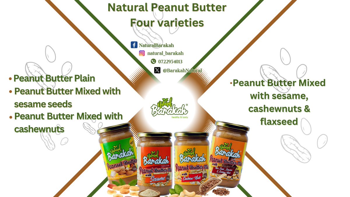 Savour the natural, healthy and delicious goodness of natural barakah peanut butter!
Rich in proteins, healthy fats and essential  nutrients, it's the ultimate choice for a nutritious and tasty.
.
.
Natural | Healthy | Tasty
Call:0722954013

#naturalbarakahbrandofproducts