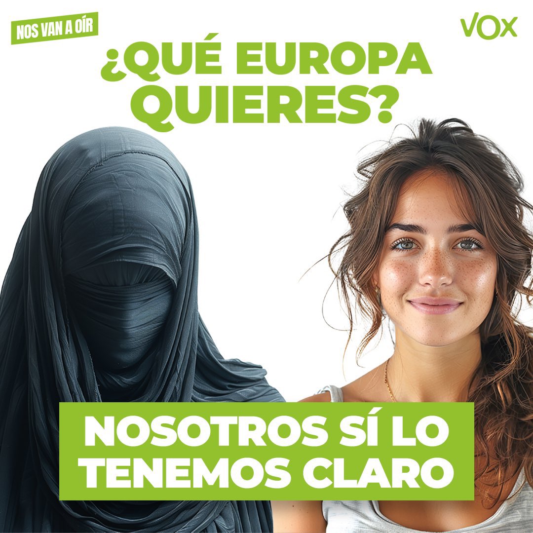 A mesma cartilha xenófoba, os mesmos cartazes.
(E o Vox não está sequer no mesmo grupo europeu do Chega)