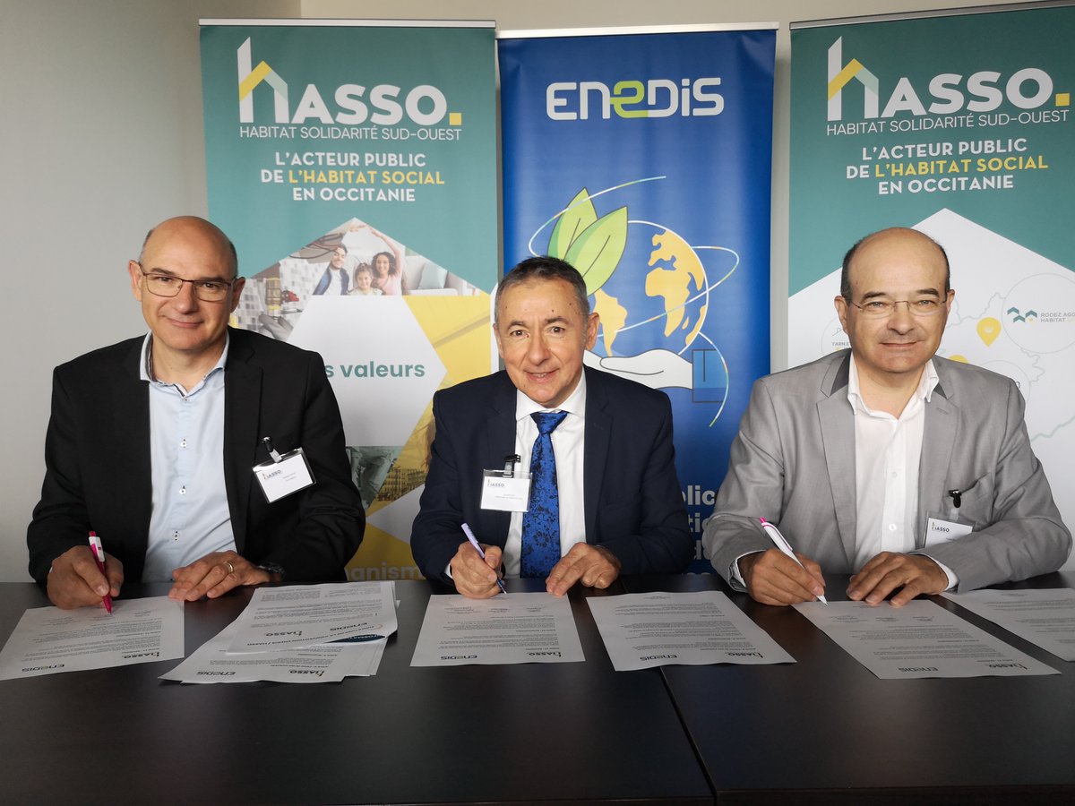 Pour accompagner l'autoconsommation et la sobriété énergétique, <a href="/enedis/">Enedis</a> signe un partenariat avec la SAC Hasso qui regroupe 6 OPH : Rodez Agglo Habitat, Habitat Audois, OPH du Gers, Tarn Habitat, Tarn-et-Garonne Habitat !
#sobriété #enr #autoconsommation