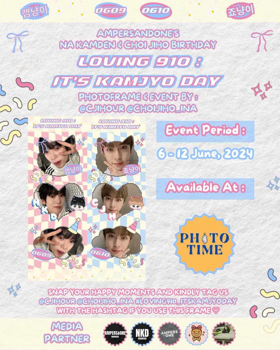 CHOIJIHO_INA's tweet photo. 🐈‍⬛ 𝐋𝐎𝐕𝐈𝐍𝐆 𝟗𝟏𝟎 : 𝐈𝐓'𝐒 𝐊𝐀𝐌𝐉𝐘𝐎 𝐃𝐀𝐘 🐈

AMPERS&amp;ONE's KAMDEN &amp; JIHO
Birthday PhotoBooth Event by :
𐙚 @CJIHOUR @CHOIJIHO_INA 𐙚

📍Photo Time
🗓️ 6 - 12 June, 2024

Kindly tag us and use :
#LOVING910_ITSKAMJYODAY
If you use this frame 💗 https://t.co/nwYj4mtmBL