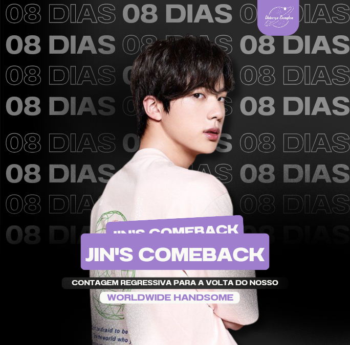 UniversBTS_'s tweet photo. ⏳ Só 8 dias para o Jin sair do serviço militar! Não vemos a hora de ter nosso astronauta de volta! 🌟!
Como está a ansiedade por aí, ARMY? 👀
#JinVoltaLogo
#QuaseLá #Faltam8Dias https://t.co/nWIhJ7aHED