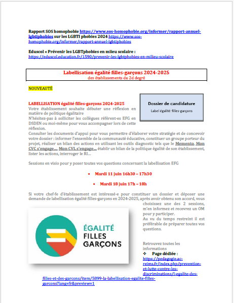AEgalite's tweet photo. Lettre information mensuelle #egaliteFG et #LGBT juin 2024 https://t.co/1rGK9Exctw
Actualités politique #EFG lutte contre #LGBTphobies #stereotypes sexistes #LabelEFG #pedagogie inclusive portrait #resistantes https://t.co/wOrE5M01P8