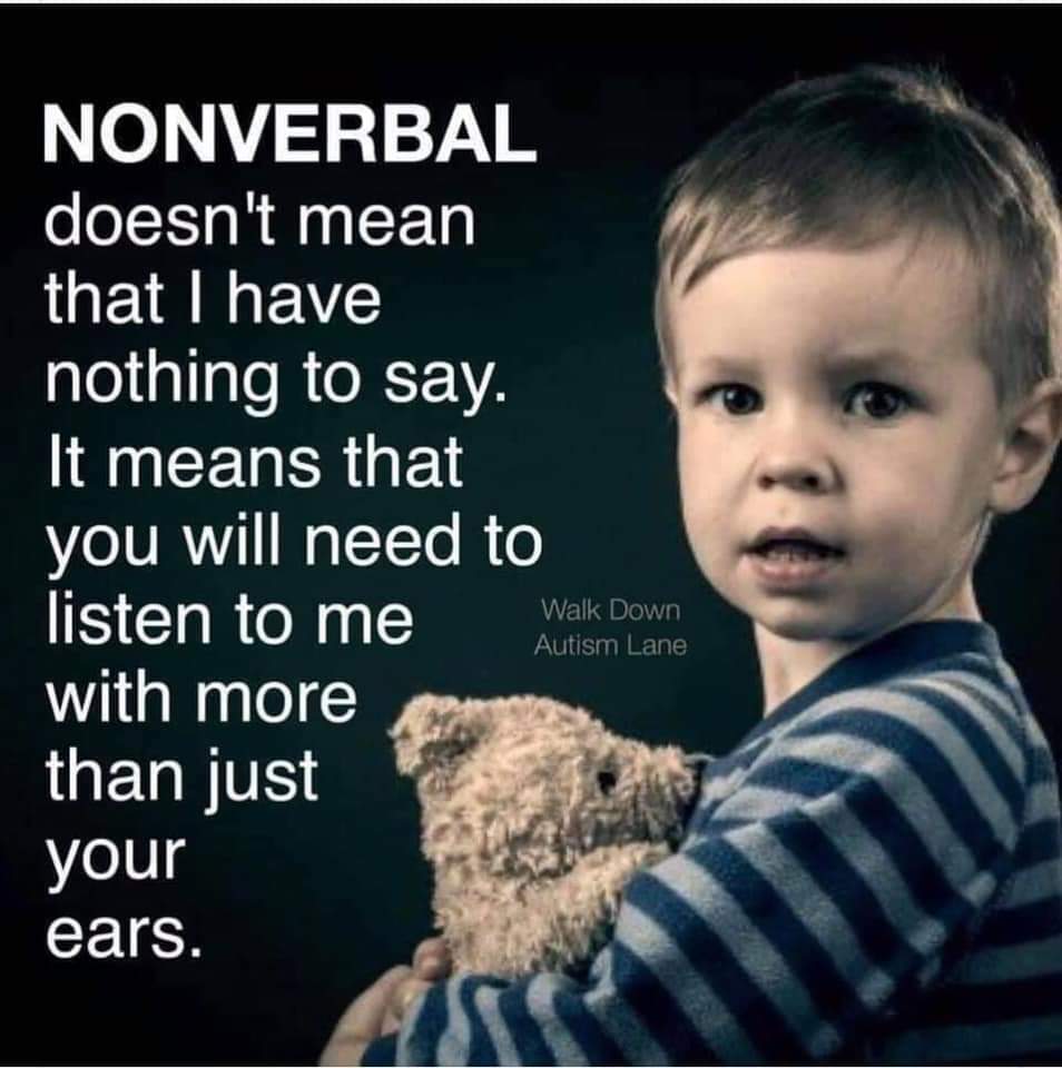 #Oliverscampaign
A person who does not speak words CAN communicate in lots of other ways. We just need to slow down &amp; give time to really listen with our eyes, ears, hearts, and minds
Treat people with respect &amp; dignity