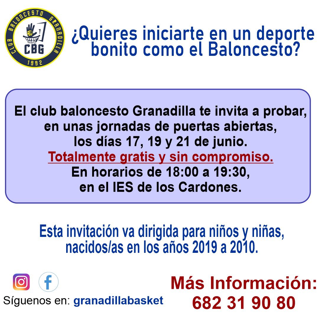 2022POSITIVE's tweet photo. Jornada Puertas Abiertas Club Baloncesto Granadilla https://t.co/vSWnTZIDQ3