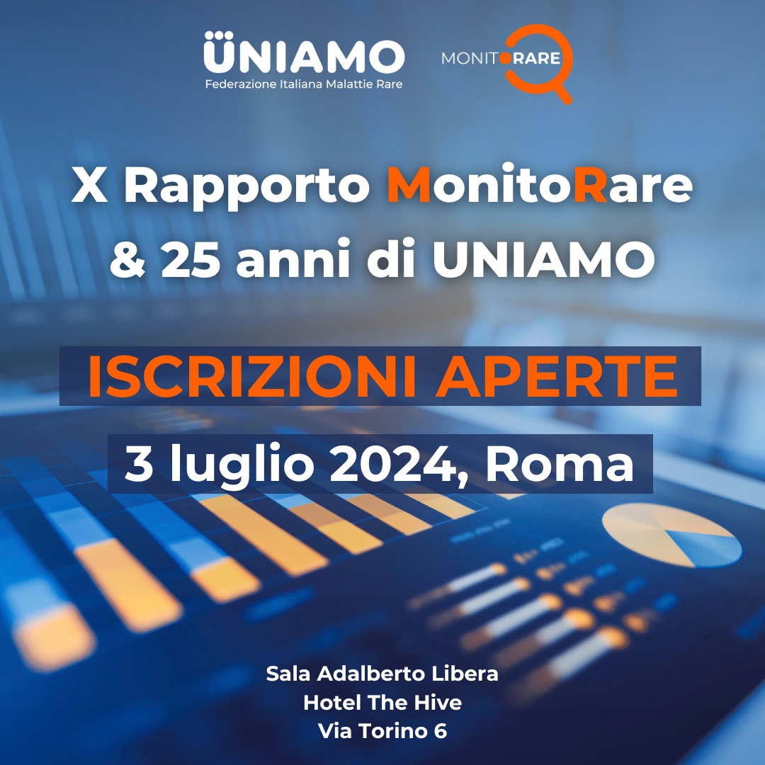🚨 Convention #MonitoRare2024: ISCRIZIONI APERTE 🚨

📝PARTECIPA: bit.ly/IscrizioniMoni…

Il 3/7 a #Roma presenteremo il X Rapporto sulla condizione delle persone con #malattiarara in Italia, l'unico esempio in Europa di monitoraggio condotto da un'organizzazione di #pazienti.