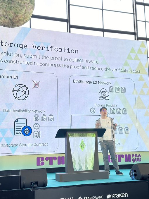 Quark_Chain's tweet photo. The QuarkChain team attended @EthPrague, where our founder Qi Zhou delivered two talks: "Advancing Parallel EVM: Parallel I/O via Programmable Access List and Intelligent I/O Preloading" and "Advancing Towards ZK Fraud Proof - ZKGO: Compiling L2 Geth into ZK-compatible WASM". Stay tuned for more innovations! 🚀