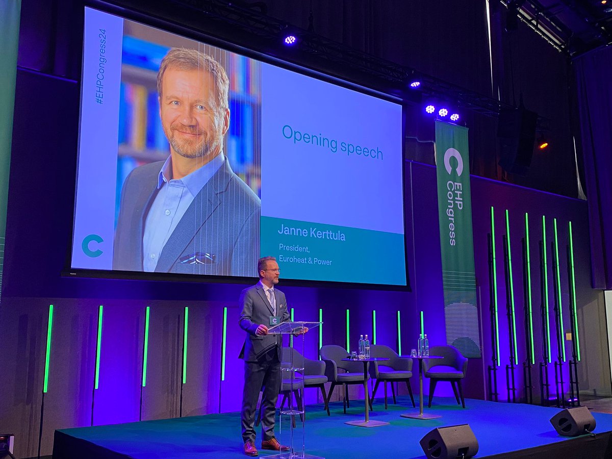 🔴The #EHPCongress24 is now in full swing, with a memorable speech from our newly elected President!

As <a href="/JanneKerttula/">Janne Kerttula</a> says, don’t be fooled by our 70 years – #districtheating &amp; #cooling is #pipinghot &amp; more relevant than ever!
