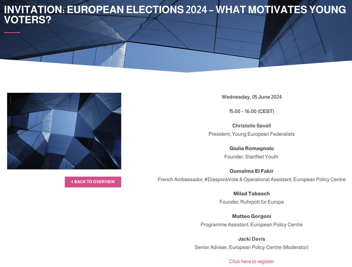 📢 #European #elections 2024 – What motivates young voters?

In our #DemocracyConversation we'll discuss:
➡️ What drives young Europeans to vote 
➡️ What are their preferred ways of involvement 
➡️ What are their views on the EU's future

Join us 👉 bit.ly/3Vy7T2V