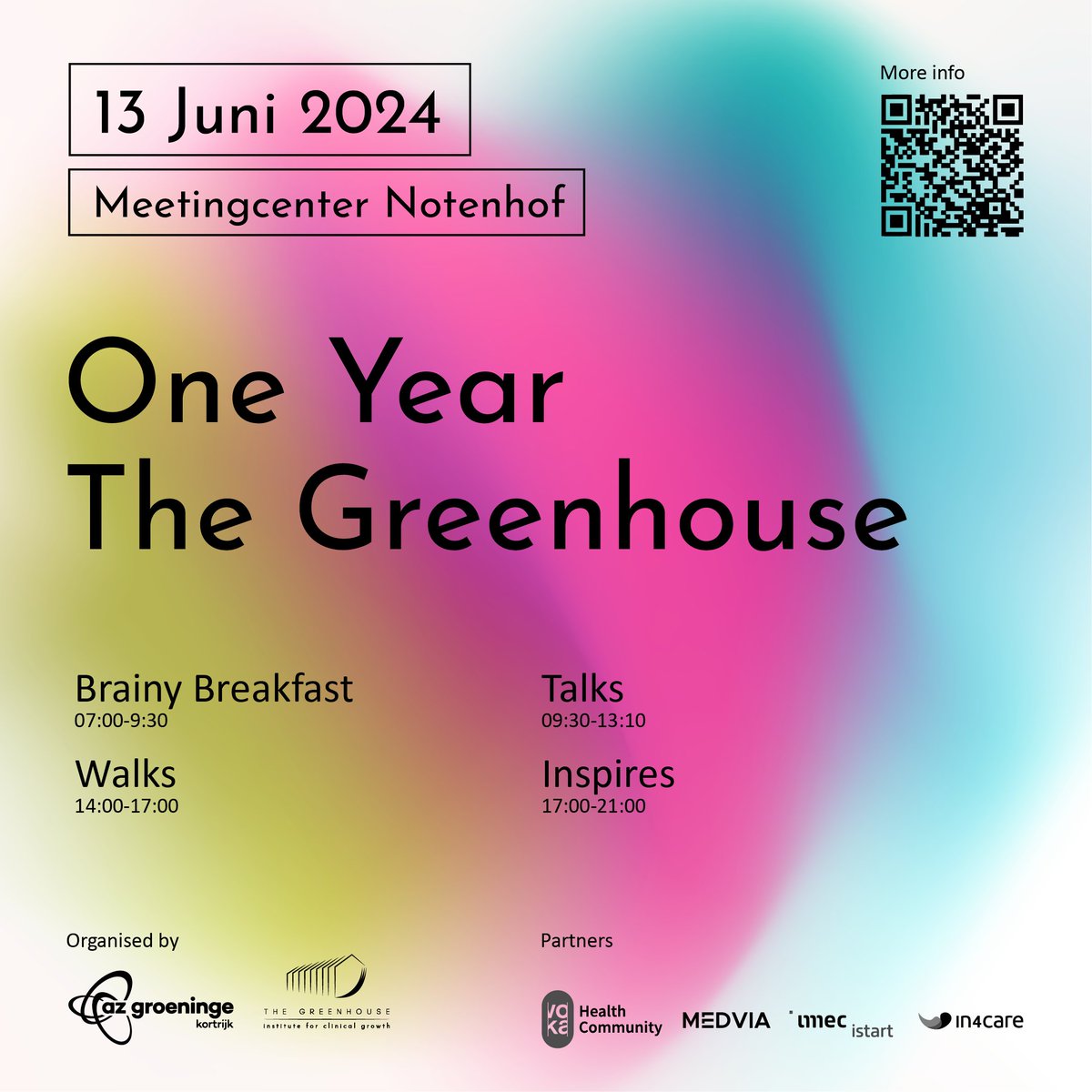 Ons innovatielab #TheGreenhouse wordt 1 jaar! Benieuwd waar we het afgelopen jaar aan werkten? Welkom op ons event op 13 juni. We staan o.a. ook stil bij lopende #innovatie- en dataprojecten, klinische studies en opleiding. Meer info en inschrijven via ow.ly/WtHq50S86gM