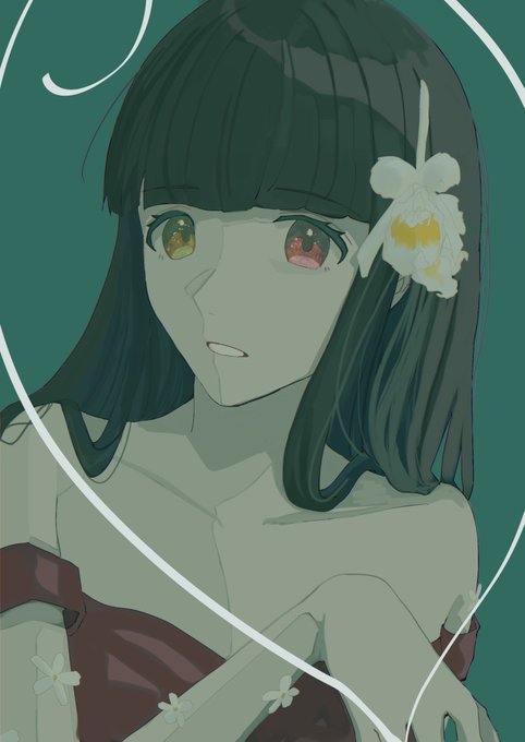 「black hair white flower」 illustration images(Latest)