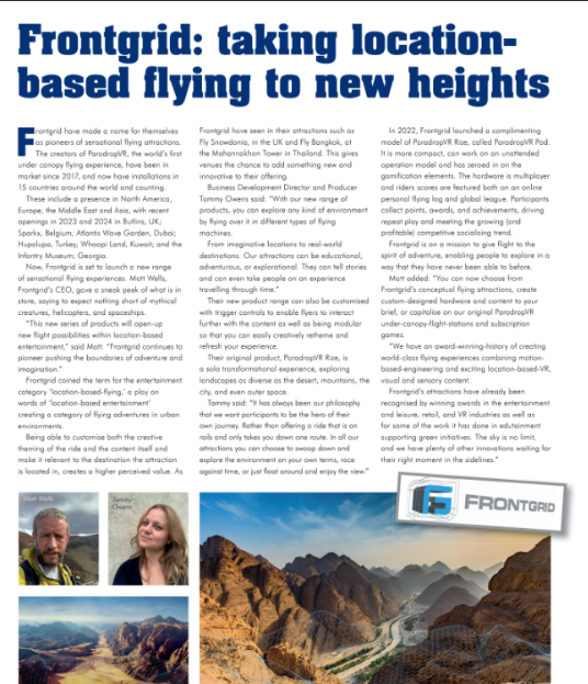 frontgrid's tweet image. The original pioneers of location-based-flying-attractions...

We&apos;re on a mission to give flight to the sense of adventure around the world! 🌍

Check out this round-up from Parkworld about what some of what we are working on at the moment. Get in touch: frontgrid.co.uk/contact-us