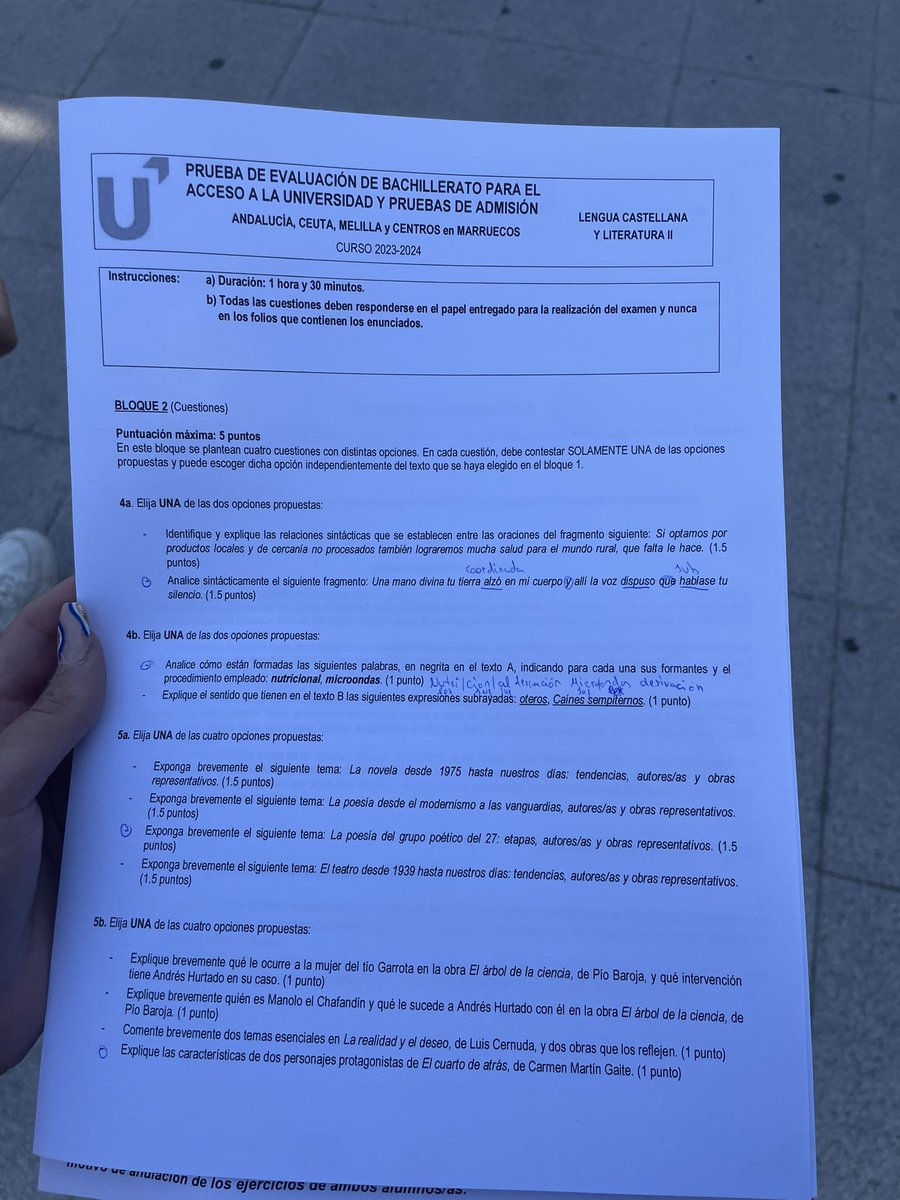 luciiardzz's tweet photo. examen de lengua selectividad Andalucía https://t.co/loTuyGY5mV