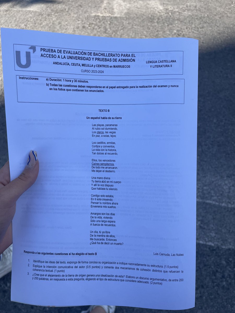 luciiardzz's tweet photo. examen de lengua selectividad Andalucía https://t.co/loTuyGY5mV