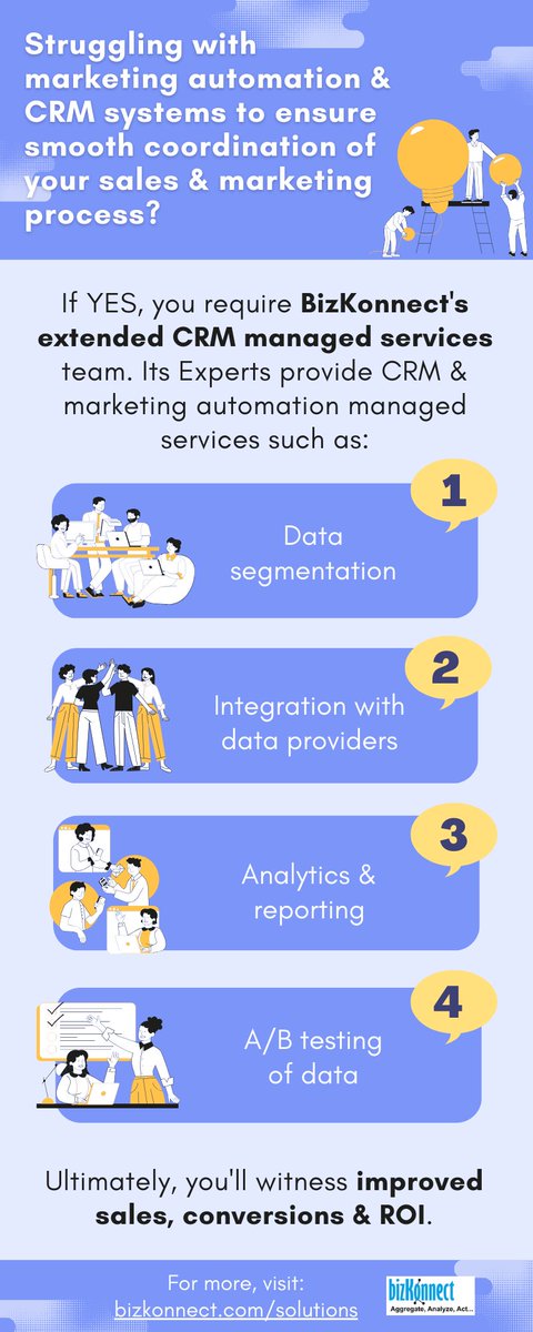 KonnectBiz's tweet image. Why You Need an Extended CRM Team? Learn more:

bizkonnect.com/solutions.html
orgkonnect.bizkonnect.com

#CRMDataCleansing #enrichdata #CRMdata #CRMDataEnrichment #CustomerRelationshipManagement #marketingcampaigns