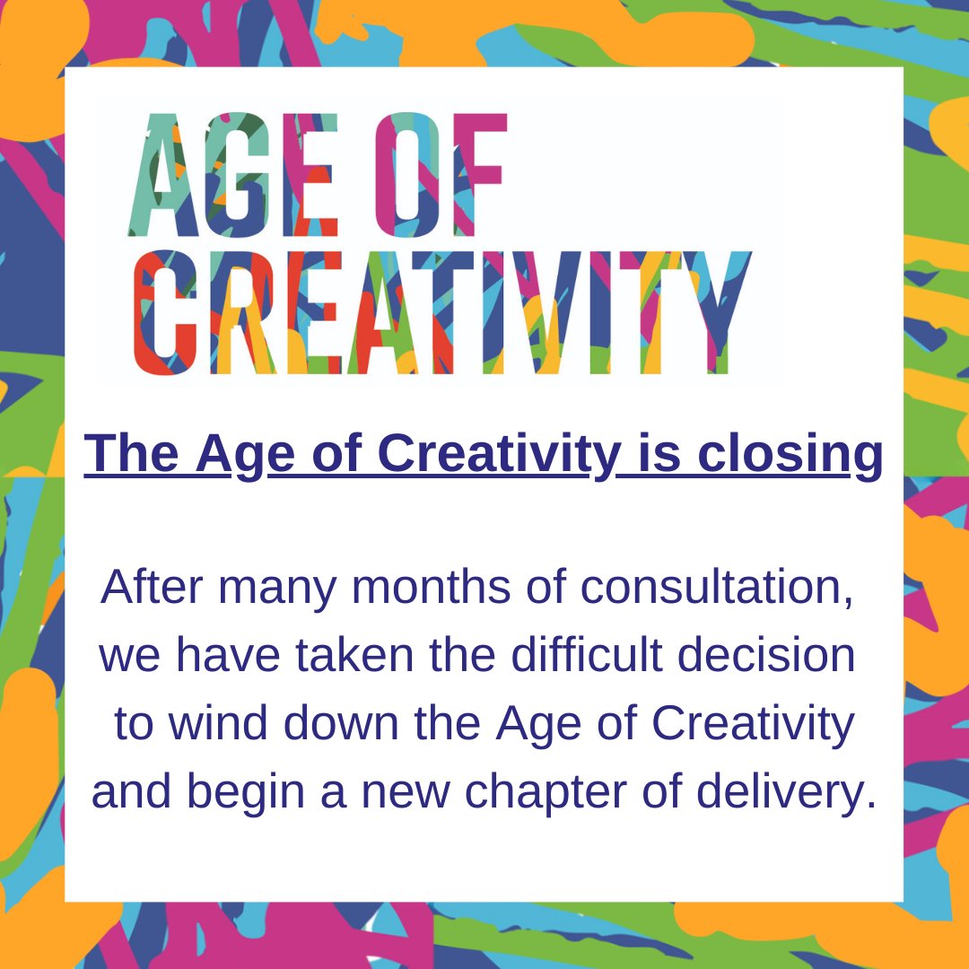 Age of Creativity- Now CLOSED (@ageofcreativity) on Twitter photo The Age of Creativity has now closed. CADA- Creative Ageing: Development & Agency are supporting this account until the end of Dec '24. Please unfollow this account and follow: <a href="/cada_england/">CADA England</a>
To find out more here mailchi.mp/ageofcreativit…
#AgeOfCreativity
#creativeageing The Age of Creativity has now closed. CADA- Creative Ageing: Development & Agency are supporting this account until the end of Dec '24. Please unfollow this account and follow: <a href="/cada_england/">CADA England</a>
To find out more here mailchi.mp/ageofcreativit…
#AgeOfCreativity
#creativeageing
