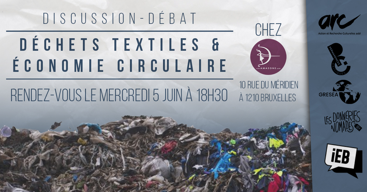 👥Débat : Déchets textiles et économie circulaire
📅Mercredi 5 juin de 18h30 à 21h30 à Amazone
En présence de notre collègue, Romain Gelin. 
Infos : urls.fr/aBZIY-