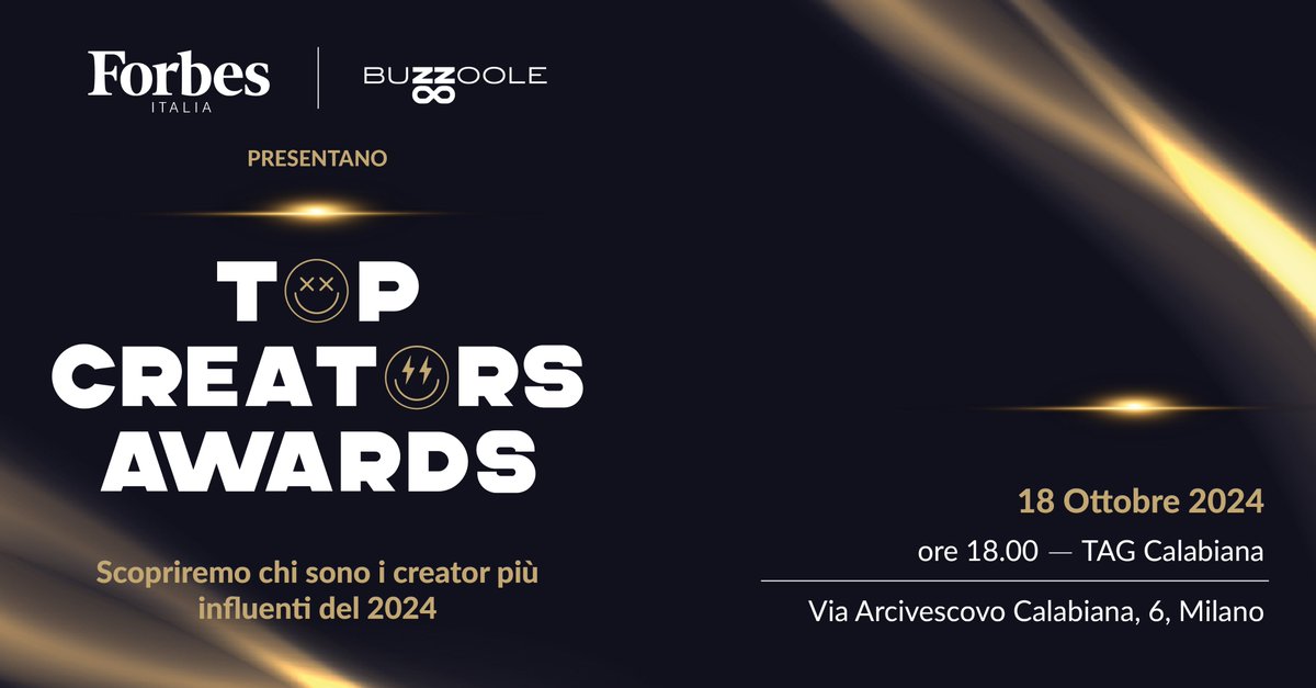 Buzzoole (@buzzoole) on Twitter photo È in arrivo la seconda edizione di Top Creators Awards! L'evento, in collaborazione tra <a href="/ForbesItalia/">Forbes Italia</a> e @buzzoole, torna a premiare i migliori #creator che si stanno contraddistinguendo nel panorama nazionale 👇 #TopCreatorsAwards2024 forbes.it/2024/06/03/top… È in arrivo la seconda edizione di Top Creators Awards! L'evento, in collaborazione tra <a href="/ForbesItalia/">Forbes Italia</a> e @buzzoole, torna a premiare i migliori #creator che si stanno contraddistinguendo nel panorama nazionale 👇 #TopCreatorsAwards2024 forbes.it/2024/06/03/top…