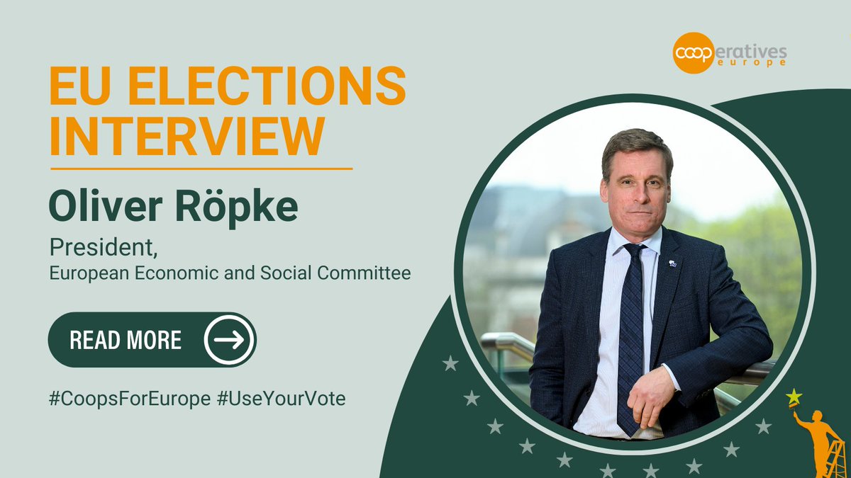 Cooperatives Europe (@coopseurope) on Twitter photo 🚀 The countdown to the #EUElections2024 is on!
Just days away, we sat down with <a href="/EESC_President/">Oliver Röpke</a> Oliver Röpke to talk social dialogue, workers' rights, #cooperatives & their role in a more resilient European economy.
Read🔗coopseurope.coop/news_article/e…
#CoopsForEurope #UseYourVote 🚀 The countdown to the #EUElections2024 is on!
Just days away, we sat down with <a href="/EESC_President/">Oliver Röpke</a> Oliver Röpke to talk social dialogue, workers' rights, #cooperatives & their role in a more resilient European economy.
Read🔗coopseurope.coop/news_article/e…
#CoopsForEurope #UseYourVote