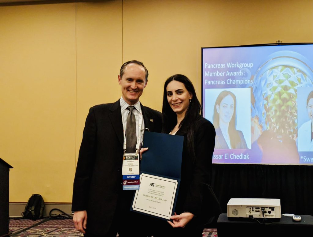 Alissar El Chediak (@alissar_chediak) on Twitter photo Happy to have received the pancreas champion award 🏆 Huge thanks to <a href="/AST_KPCOP/">Kidney Pancreas Community of Practice - AST</a> for the recognition! Looking forward to a great year with many exciting projects 🌟
<a href="/Transplant75/">Neeraj Singh</a> <a href="/ronaldfparsons/">Ron Parsons🗽🦅🌍🌊🏐⚾️🥎🟪🟧🐾</a> <a href="/ATCMeeting/">AmericanTransplantCongress</a>
#ATC2024Philly Happy to have received the pancreas champion award 🏆 Huge thanks to <a href="/AST_KPCOP/">Kidney Pancreas Community of Practice - AST</a> for the recognition! Looking forward to a great year with many exciting projects 🌟
<a href="/Transplant75/">Neeraj Singh</a> <a href="/ronaldfparsons/">Ron Parsons🗽🦅🌍🌊🏐⚾️🥎🟪🟧🐾</a> <a href="/ATCMeeting/">AmericanTransplantCongress</a>
#ATC2024Philly