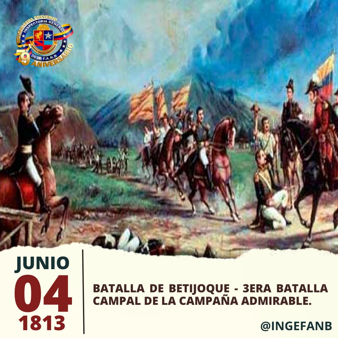 INGEFANBoficial's tweet photo. #4Jun ||  Tercera batalla campal de la Campaña Admirable, comandada por El Libertador Simón Bolívar en el Cerro de Ponemesa o Quiba, en tierras trujillanas, donde el glorioso y valiente ejército patriota venció al ejército realista, en una cruenta lucha cuerpo a cuerpo. https://t.co/Ki7EkhytxA