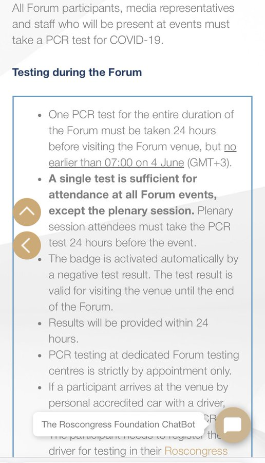 1goodtern's tweet photo. 🔥🔥🔥
"At the International Economic Forum in St. Petersburg, only people who have recently been PCR tested are allowed access.  Yes, which starts TOMORROW! On June 5, 2024! Think about it! 🤔"

The wealthy and powerful are doing this behind the scenes all the time.
Presidents, Prime Ministers, Kings, with their hepa and PCR tests and masked servants.

And the rest of you can just eat covid.