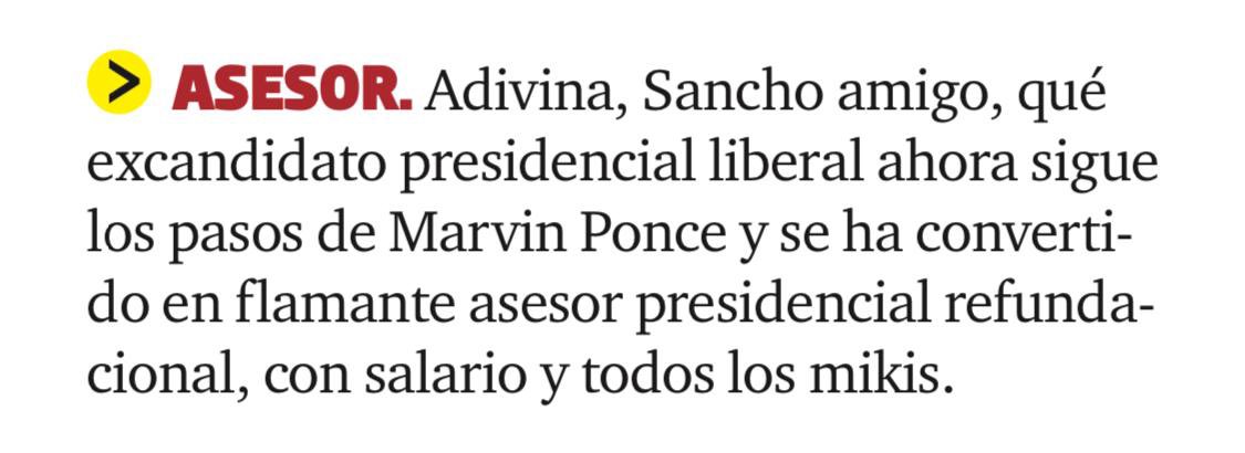 Reto a este “periodista” Hermes que muestre cualquier evidencia que yo recibo salario o cualquier pago del Gobierno por asesoría o lo que sea. De él sí mostró cheques MP en caso Hermes. El mismo que mintió sobre mi hija que trabajaba en Embajada de España.
Mercader de la verdad!