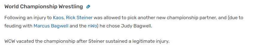 The Rematch should be a Dominik on a Pole match.

RIP to a GOAT Judy Bagwell

Never lost the belt